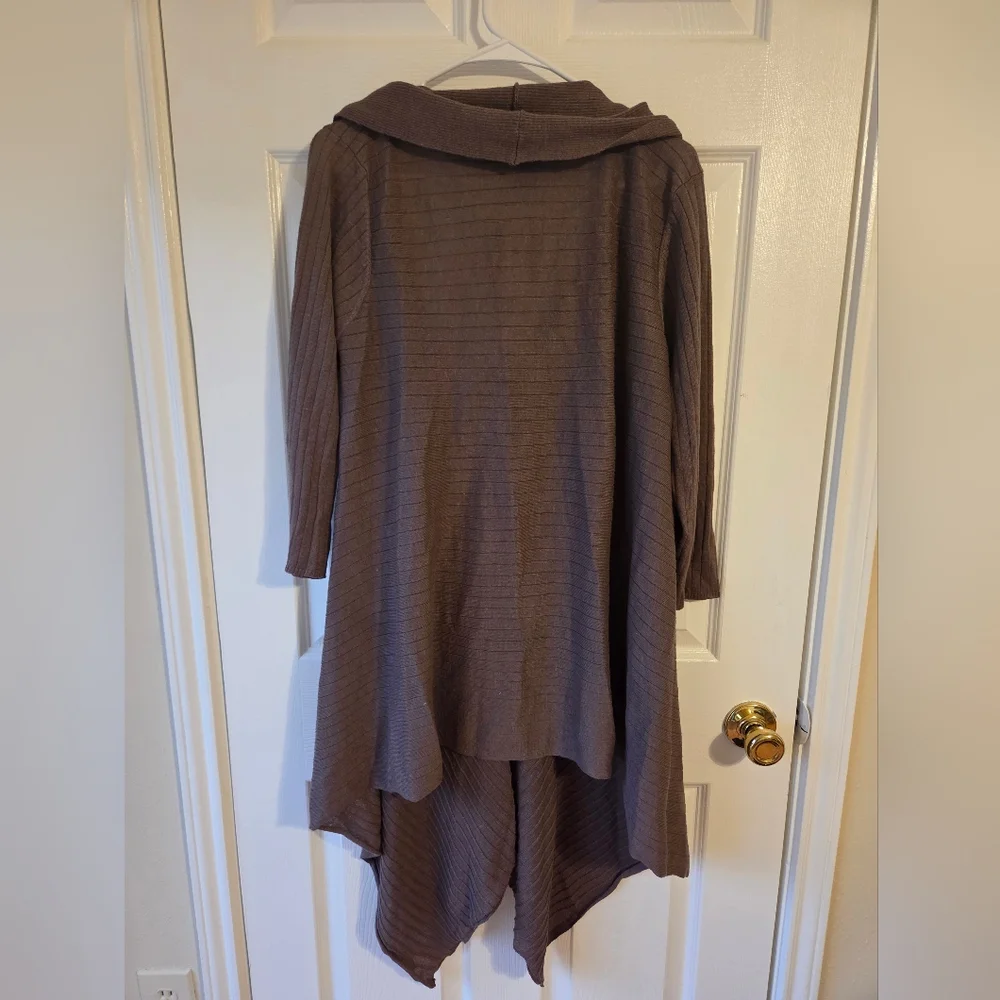 Vivienne Tam Brown Dress L 3/4 Sleeves Assymetrical Hem Line - Picture 5 of 5